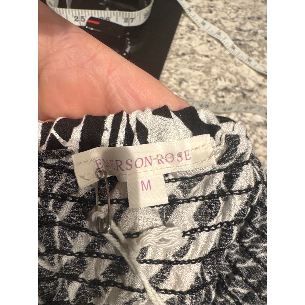 Emerson Rose Tropical Black White Viscose Maxi Skirt Button Front Stretch M NWT - Picture 6 of 12
